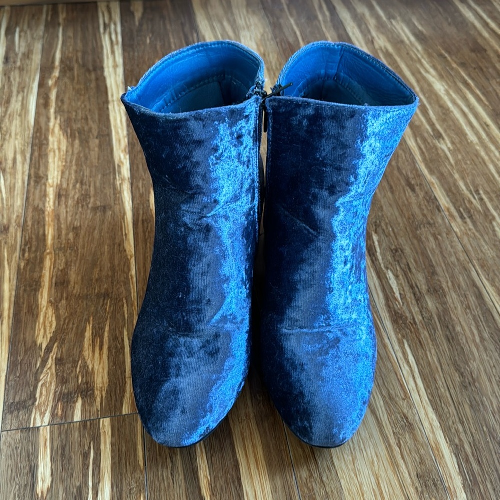 Blue Velour Booties